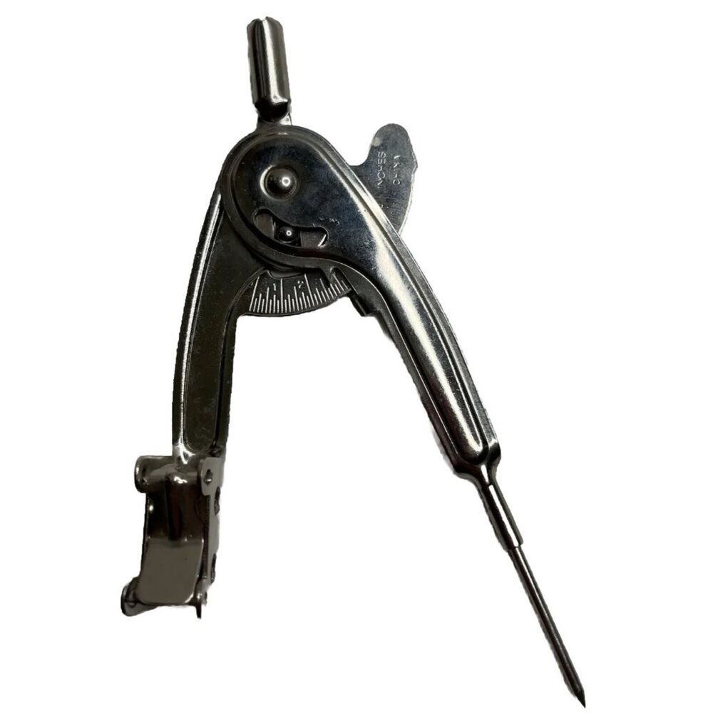 Vintage School Mathematics Geometry Drafting Instrument USA Steel Compass 6n